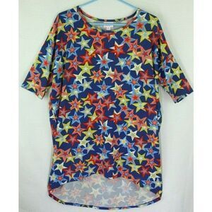 LulaRoe T-Shirt Women's Medium STARS colorful short sleeves stretch